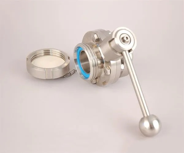DIN 40 female x DIN 32 male stainless steel butterfly valve